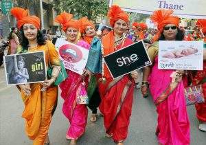 Women participate in a community parade (Shobha Yatra) to mark Gudi Padwa, the Maharashtrian new year, in Mumbai on March 28, 2017