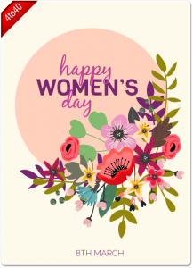 Women's day card with floral decoration