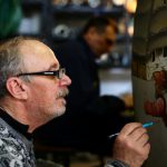 A local artist paints a two-metre-high Easter egg in the traditional naive art style in Koprivnica, Croatia, March 9