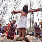 A man portrays Jesus Christ during a re-enactment to mark Good Friday in Guwahati