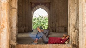 Although a designated protected monument by the Archeological Survey of India, there is a distinct lack of any signs in this direction, with no guards present at the site, its walls vandalised and the location an apparent free for all. Sagar Sharma, a visitor said, ‘We come here to rest. We workers even eat our food here sometimes. It’s our usual meet up spot. When there is no work, I take afternoon naps here. But we do not stay here at night because people say it’s unlucky as ghosts visit at night.’