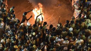 Devotees from the Thigala community performing rituals on the occasion of Karaga at Dharmaraya Swamy Temple in Bengaluru