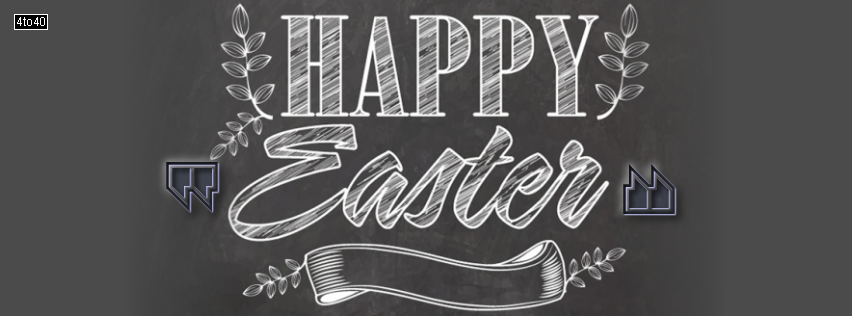 Happy Easter Chalk on Blackboard Designer Text Facebook Cover