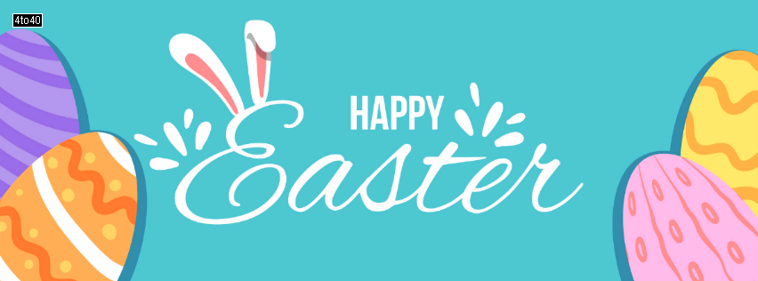 Happy Easter Text With Bunny Ears FB Cover