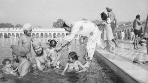 Marking the beginning of the solar new year, a Sikh family takes a holy dip on the occasion of Baisakhi at Bangla Sahib Gurudwara. One of the most popular festivals, Baisakhi has a special significance for Sikhs as on this day in 1699, the tenth guru, Guru Gobind Singh Ji formed the order of the Khalsa. The festival widely celebrated in many northern states of India such as Haryana, Himachal Pradesh and Uttarakhand also coincides with other new year festivals celebrated across the southern states