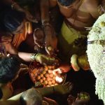 The Karaga is a pot on which a floral cone is taken in procession from the historic Dharmaraya Swamy Temple in the Thigalara-peytey area of the old City in Bangalore, through the night.