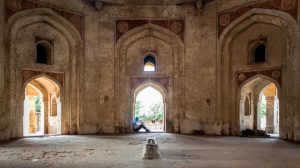 This building stands in contrast to the Mughal architectural style, opting instead for an octagonal chamber, low towers and peripheral walls in line with earlier Lodi and Sur dynasties, considered betrayers by the Mughals. The monument was later taken over in the 1830s by a British civil servant known as Blake of Bengal Civil Services who razed the tombs of Adham Khan and Maham Anga to accommodate his dining hall.