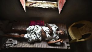 41 year old Om Prakash, a silicosis patient due to mine work in Jodhpur District, Rajasthan. The state government announced ₹1 lakh relief for every worker diagnosed with silicosis by health boards and ₹3 lakh to the families of those who die after diagnosis, but has failed to penalise employers who do not abide by these directives.