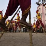 Artists from Odisha state perform Stick Dance during three day Odisha Cultural Fest .