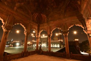 Illuminated Jama Masjid seen on the first day of Ramzan.