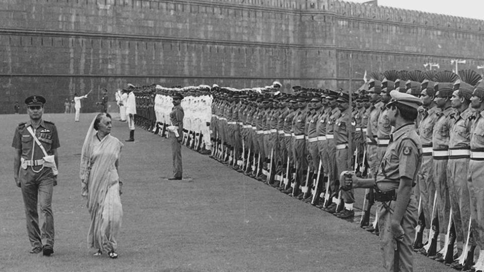 Indira Gandhi inspects the guard of honor during the Independence day parade on August 15, 1983. She was sworn in as the first female Prime Minister of India in the winter of 1966. Serving her first term till March 1977 and again from January 1980 until her assassination in October 1984, she became the second longest serving Prime Minister after her father.