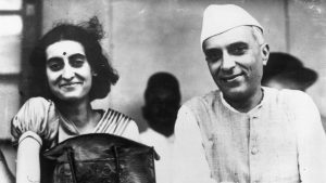 Jawaharlal Nehru , president of the Indian Congress, with his daughter and future Indian Prime Minister, Indira Nehru in Bombay in 1937. Being the only daughter, Indira had a difficult childhood between her father being away from home on his political crusade for India’s independence and her bedridden mother who suffered an early death due to tuberculosis.
