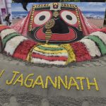 Sand sculpture of lord Jagannath Dham seen during the event at India gate lawn. One of the main attractions will be sand artist Sudarsan Pattnaik’s live sand art show on April 29 and 30.