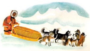 The Eskimos in the north still depend on dog teams