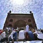 A view after the Friday prayer congregation on the occasion of Juma-tul-Wida, on June 23, 2017 at Jama Masjid in Delhi