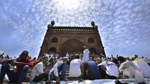 A view after the Friday prayer congregation on the occasion of Juma-tul-Wida, on June 23, 2017 at Jama Masjid in Delhi