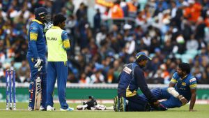 Kusal Perera retired hurt on 47 due to a hamstring injury.
