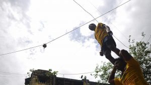 The mandal looks skywards at their goal on Sunday.