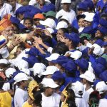 After concluding his speech the Prime Minister then came down to interact with children who had gathered at the Red Fort as part of the official programme.