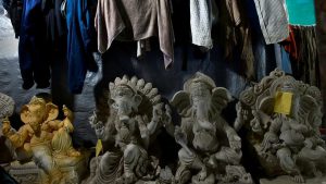 Clay and Plaster of Paris idols on display.