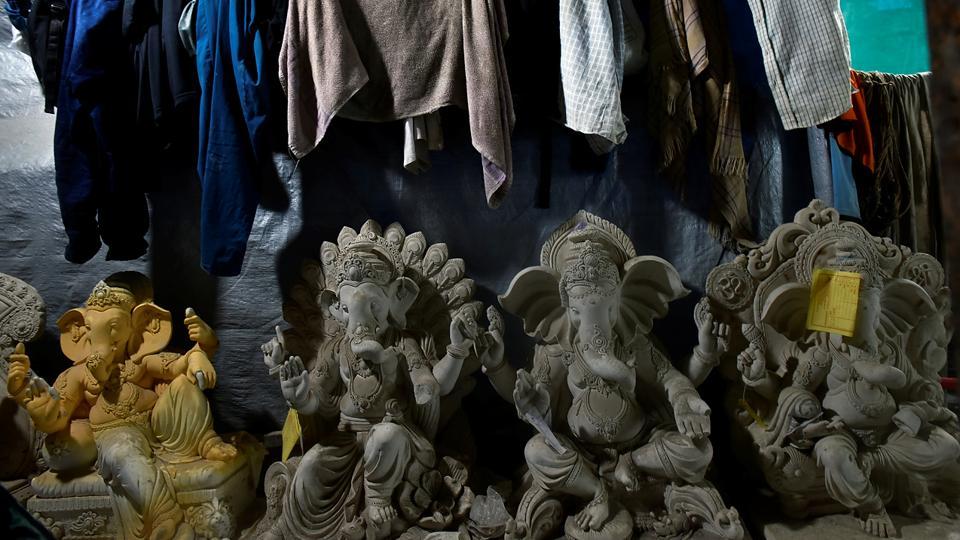 Clay and Plaster of Paris idols on display.