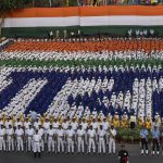 Defence personnel along with school students participated at the full dress rehearsal ahead of the 71st Independence Day on August 15.