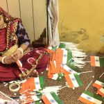 Independence day celebrations, in New Delhi. Tricolour related paraphernalia ranging from flags to face paint, clothing and banners sees exceptionally high demand among buyers in the days leading up to the eve of August 15.