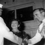 Dr. Rajendra Prasad receives Lord Mountbatten when the Viceroy called in the first President of India.