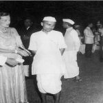 India’s first Prime Minister Jawaharlal Nehru in conversation with Lady Edwina Mountbatten at a farewell party to Lord and Lady Mountbatten and other members of the British elite at his residence.