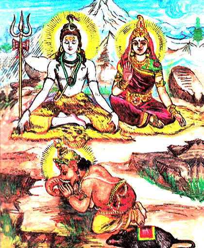 Shri Ganesh Ji worshipping his parents
