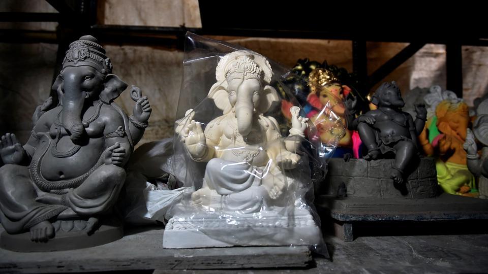 The idols at a workshop in Chinchpokli in Mumbai.