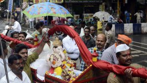 The initial idols were made of mud but over time, Plaster of Paris (POP) became quite common. However the latter pollutes the rivers and clogs water sources and contains harmful levels of mercury and cadmium. With growing awareness, a lot of people are now opting for eco-friendly idols made of easily dissolvable soil, coconut husk, fish friendly foods, and plant seeds.