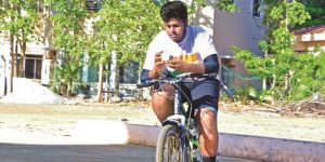 Most Rubik's cubes solved on a bicycle