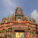 A traditional temple style, common to both the southern and eastern regions in India is the backdrop for the Ekdalia Evergreen Club Durga Puja in South Kolkata.