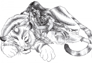 Maa Durga resting with her lion