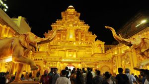 The Sreebhumi Sporting Club Durga Puja at Lake Town in Kolkata has modelled this year’s pandal on one of the more popular themes, that of the palace of Mahishmati from Baahubali.