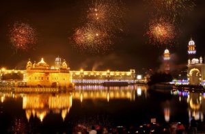 Illuminated Golden Temple seen on the occasion of the 351st birth anniversary of the tenth Guru of Sikhs, Sri Guru Gobind Singhji, in Amritsar on December 25, 2017