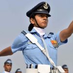 Indian Air Force personnel parade during the 85th Air Force Day celebrations at Hindon Air Force base.
