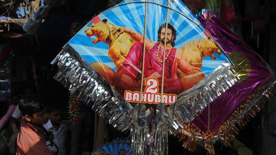 A superhero kite for fans of Bahubali was available at a kite shop in Thane market. The festival marks the end of winter, and some believe that the tradition of kite-flying is to give people a healthy exposure to the sun after the long winter months.