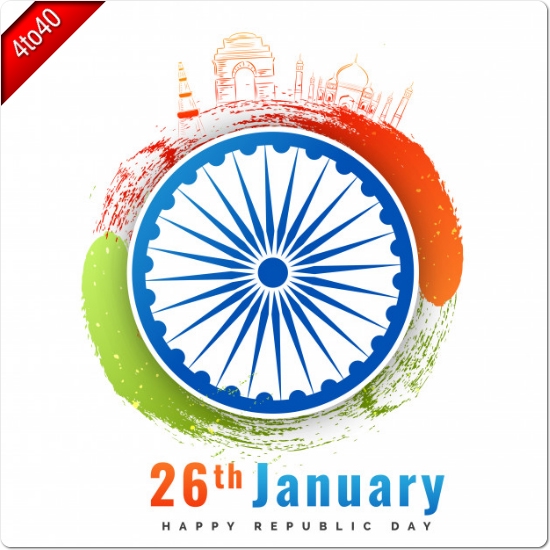 Ashok Chakra Tricolor 26 January Greeting Card