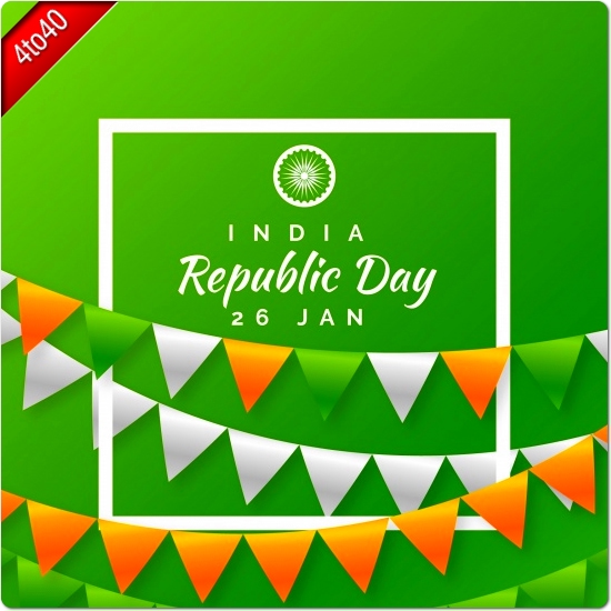 Flat India Republic day greeting card