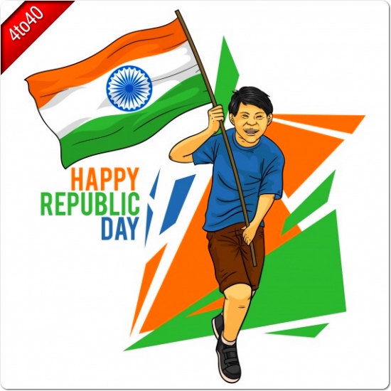 Indian republic day greeting with running man