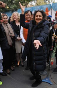 MP Kirron Kher dances during Lohri celebration function by Municipal Corporation at Sector 17 in Chandigarh