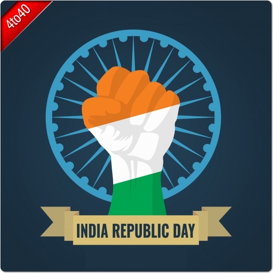 Republic day greeting card on Blue Background