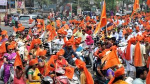 A view of Gudi Padwa procession organised by Hindu Navavarsh swagat samiti on Sinhgad road in Pune