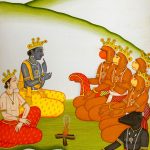 Rama and Lakshmana confer with Sugriv, Hanuman and others