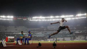 Arpinder Singh competes during men's triple jump final