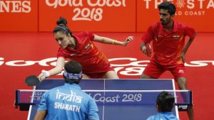 G Sathiyan and Manika Batra won bronze in the mixed doubles beating Mouma Das and Sharath Kamal