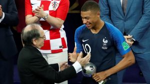France's Kylian Mbappe was awarded the Best Young Player trophy.