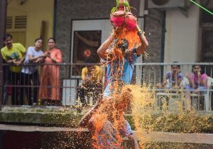 Devotees celebrate Dahi handi festival on the occasion of Krishna Janmashtami in Mumbai